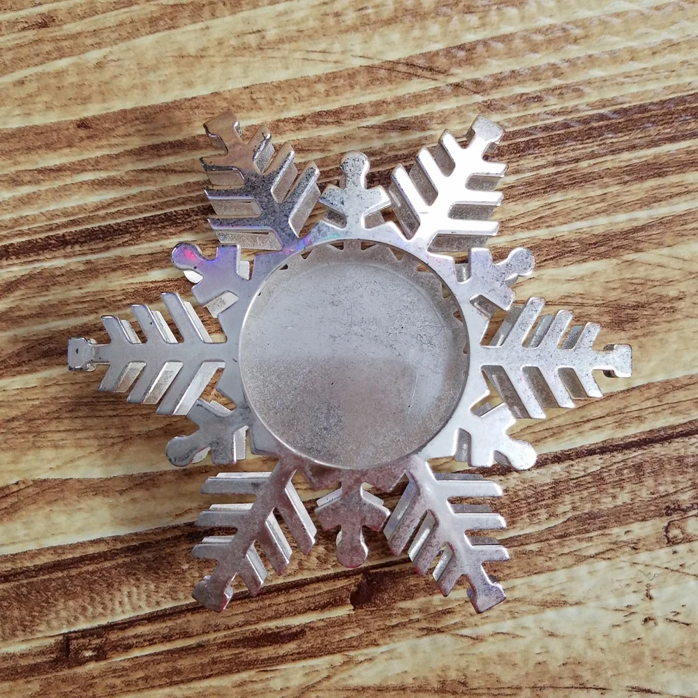 Silver Metal Snowflake Candle Holder Votive Winter Christmas Tabletop Decor